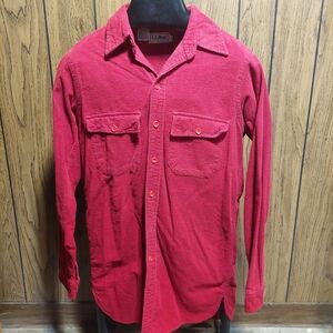 L.L. Bean Men's Casual Red Button Down Shirt Medium Vintage 70s 80s Freeport Tag